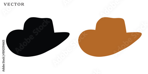 Cowboy hat silhouette vector, Cowboy hat icon, Cowgirl Hat Silhouette, Hat black silhouette. vector illustration