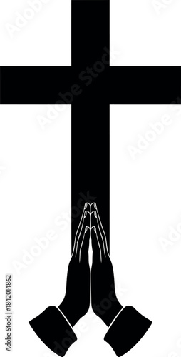 black cross and praying hands clip art preview