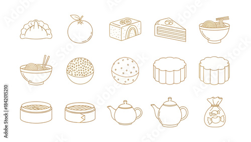 Chinese Food and Drink Icons A Collection of Traditional Delicacies and Beverages