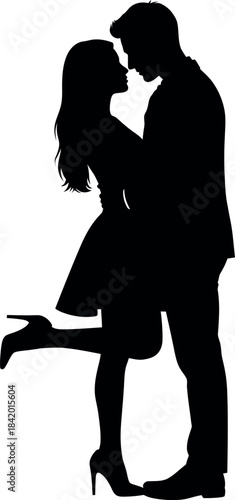 Couple embracing silhouette
