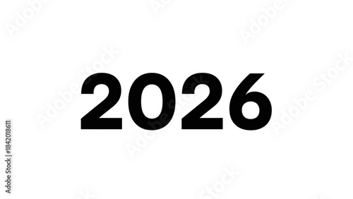 Bold 2026 year displayed against a clean white background