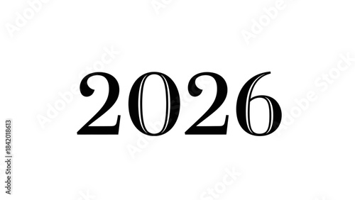 Bold 2026 year displayed in a simple minimalist typography style