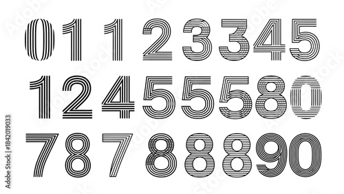 Abstract number set collection on white background for design elements