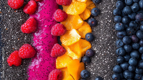 Colorful Fresh Fruit and Chia Seed Mix for Healthy Eating