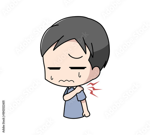 肩がこる男性のイラスト