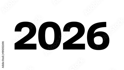 Bold black numbers 2026 displayed centrally on a clean white background