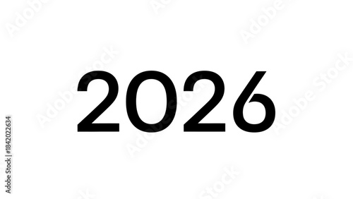 Bold black numeral 2026 on a clean white background future year concept