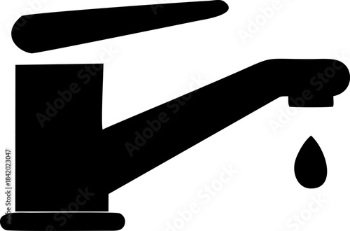 Dripping Water Tap Silhouette Icon