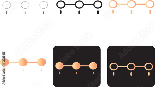Minimalist flat vector infographic Connected circles and nodes for progress timeline, sequential steps, stages, and data visualization for process flow