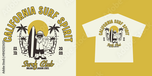 Vintage illustration of Surf club vector t shirt design, vector graphic, typographic poster or tshirts street wear and Urban style