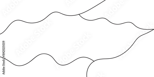 Thin curved wavy lines. Four black wavy lines on white background. Vector illustration