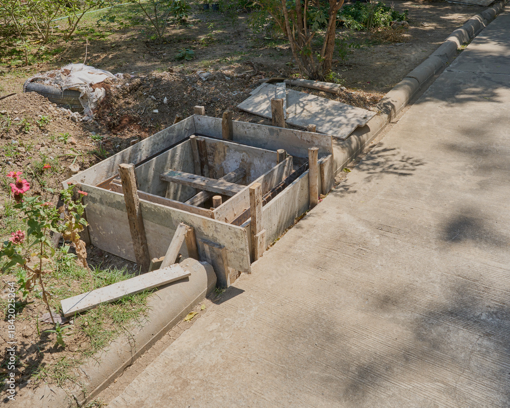 Fototapeta premium Unfinished Concrete Drainage Structure