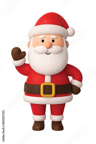 Positive Santa Claus Christmas grandfather in red costume 3d icon realistic vector illustration