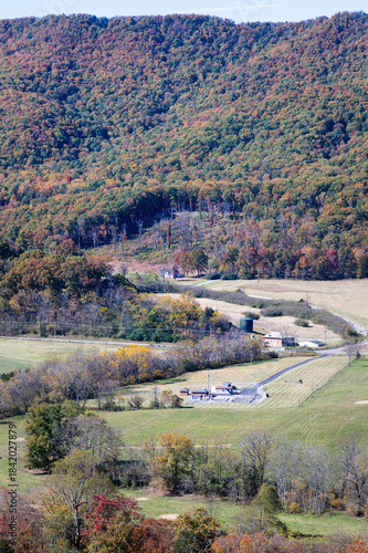 View of Catawba from McAfee Knob Trailhead, Appalachian Trail, during autumn in Virginia