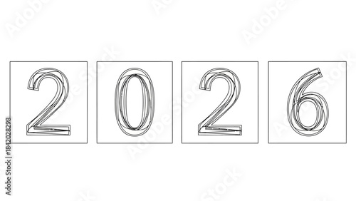 Year 2026 modern vector illustration for calendars and design projects