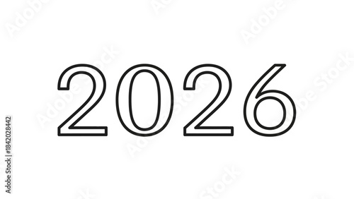 Outline of the number 2026 against a clean white background