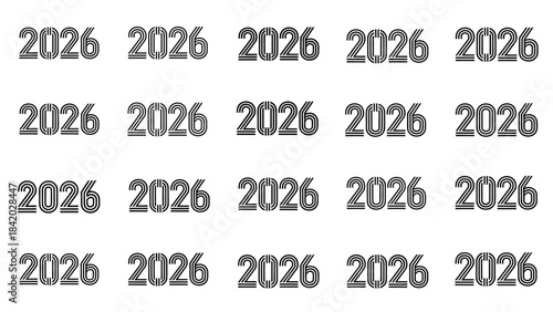 Repeated numbers 2026 arranged in a grid pattern on a white background