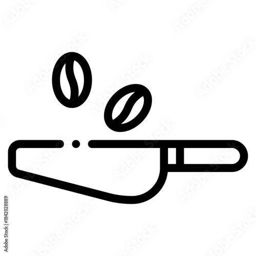 Simple vector icon of a coffee spoon, elongated handle and oval bowl.