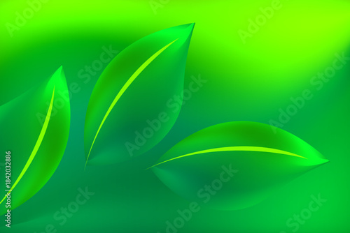 Eco Green Abstract Background with Soft Gradient Leaves