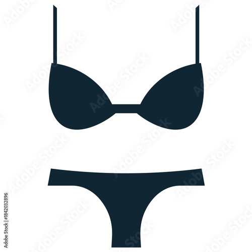 Bikini icon vector for summer swimwear and beach fashion. Symbolizes swimming, vacations, and sunbathing. Ideal for resort wear retail or travel blogs.