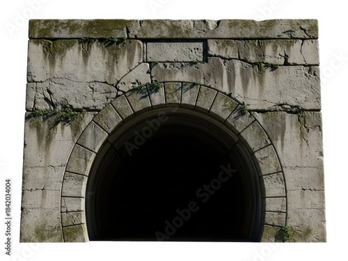 Old stone archway entrance isolated on white background