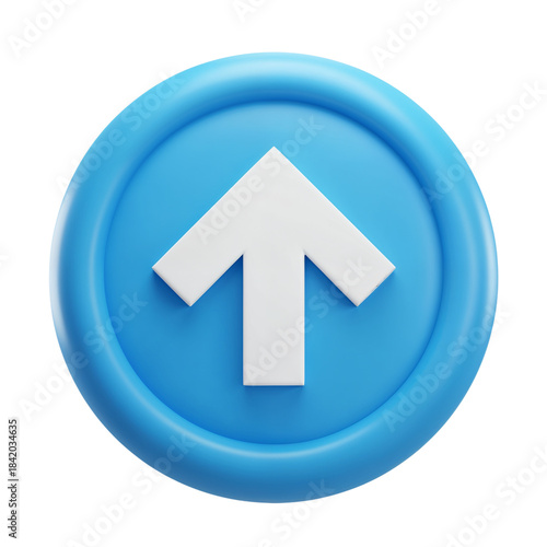 Free Download A bright white upward pointing arrow symbol inside a vibrant blue circular button isolated on transparent background - GFXLoad