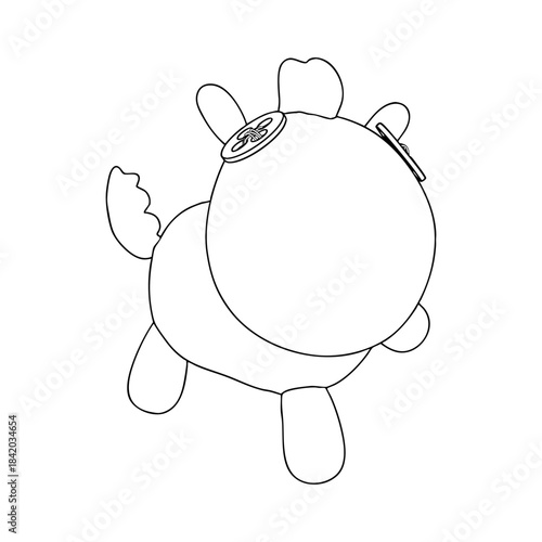 Outline for Coloring of Horse Plush Cute and Funny Toy. Vector Illustration.