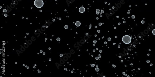Close-up of bubbles air in under water floating up to water surface. The camera moves through bubbles. Isolated on black background. Alpha channel included in the end of the clip