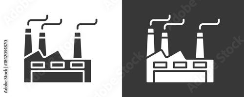 Industry Icon Set Vector Collection Isolated In Black And White