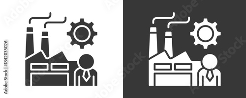 Industry Icon Set Vector Collection Isolated In Black And White