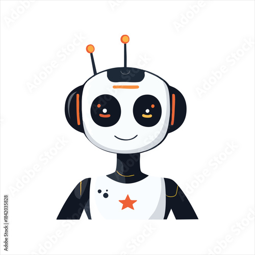 Friendly robot avatar, cheerful and futuristic design