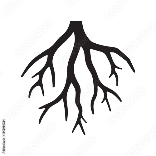 Lightning-Inspired Root Emblem Filled With Sharp Minimal Line Angles