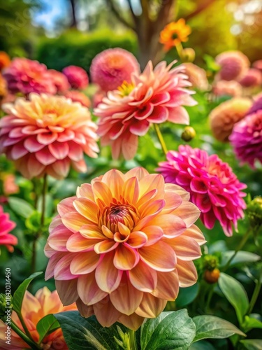 Delicate blooms unfold their vibrant colors in a lush garden on a warm summer day