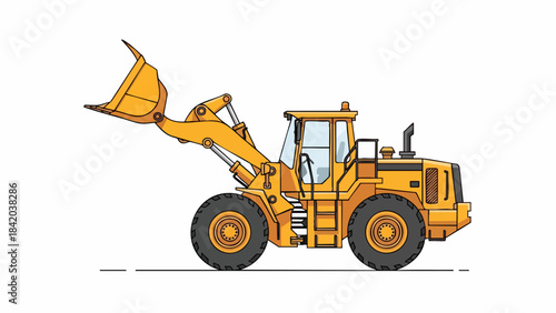 Dynamic Yellow Front Loader Vector Illustration - Heavy Construction Equipment