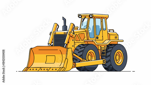 Vibrant Yellow Wheel Loader Illustration - Heavy Construction Equipment Vector