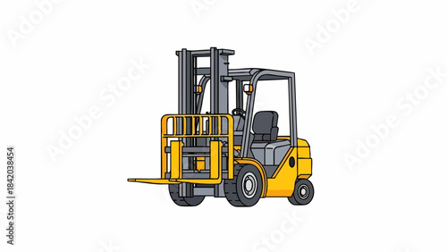 Vibrant Yellow Forklift Truck Illustration for Warehouse Logistics and Material Handling