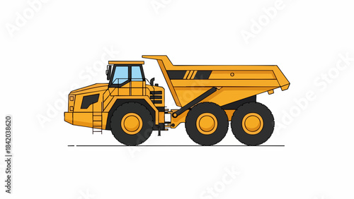 Dynamic Yellow Articulated Dump Truck Vector Illustration, Heavy Duty Construction Hauler
