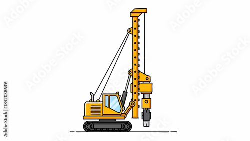 Heavy Duty Foundation Drilling Rig Vector Illustration