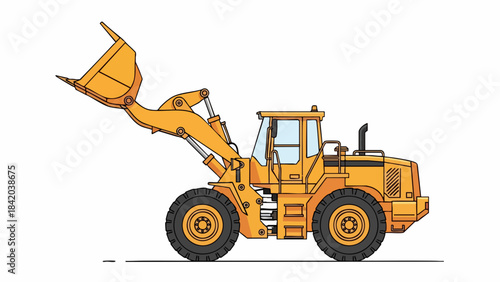 Robust Yellow Wheel Loader Icon – Side View of Construction Equipment