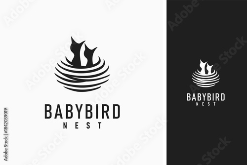 Baby bird nest logo symbol icon design