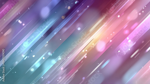 Abstract colorful streaks with glowing particles and dynamic light effects.