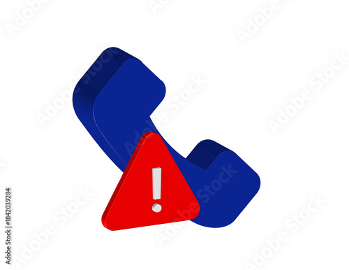 Simple 3D illustration of a telephone horn icon with a warning signal