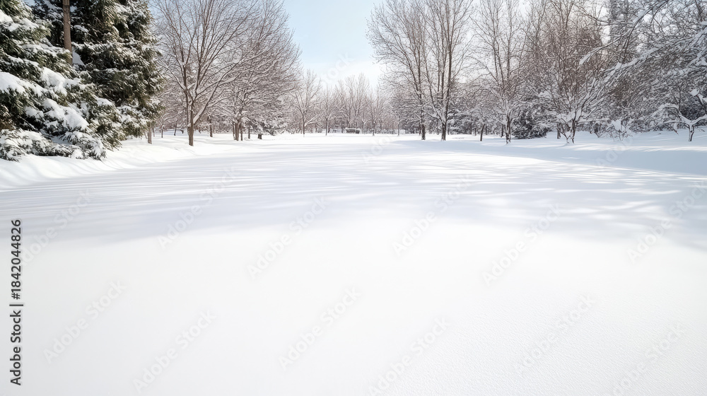 Obraz premium Snow field snow winter trees park serene fresh white cold landscape