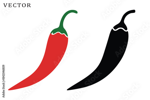 Set of red hot chili pepper icon vector, hot paprika icons vector illustration