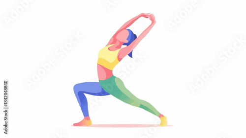 Woman in athletic wear stretching during a yoga or fitness routine.