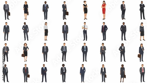 Collection of Diverse Business Professionals in Formal Attire.