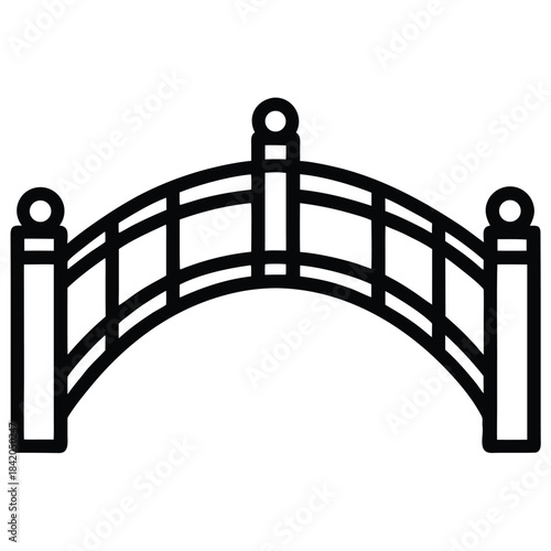 simple bridge outline vector icon on white background