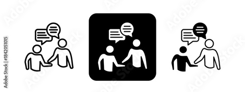 Mentorship  Solid color and black line drawing vector illustration set