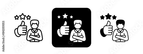 Appreciation  Solid color and black line drawing vector illustration set