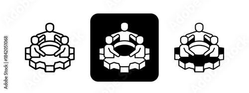 Corporate Culture  Solid color and black line drawing vector illustration set